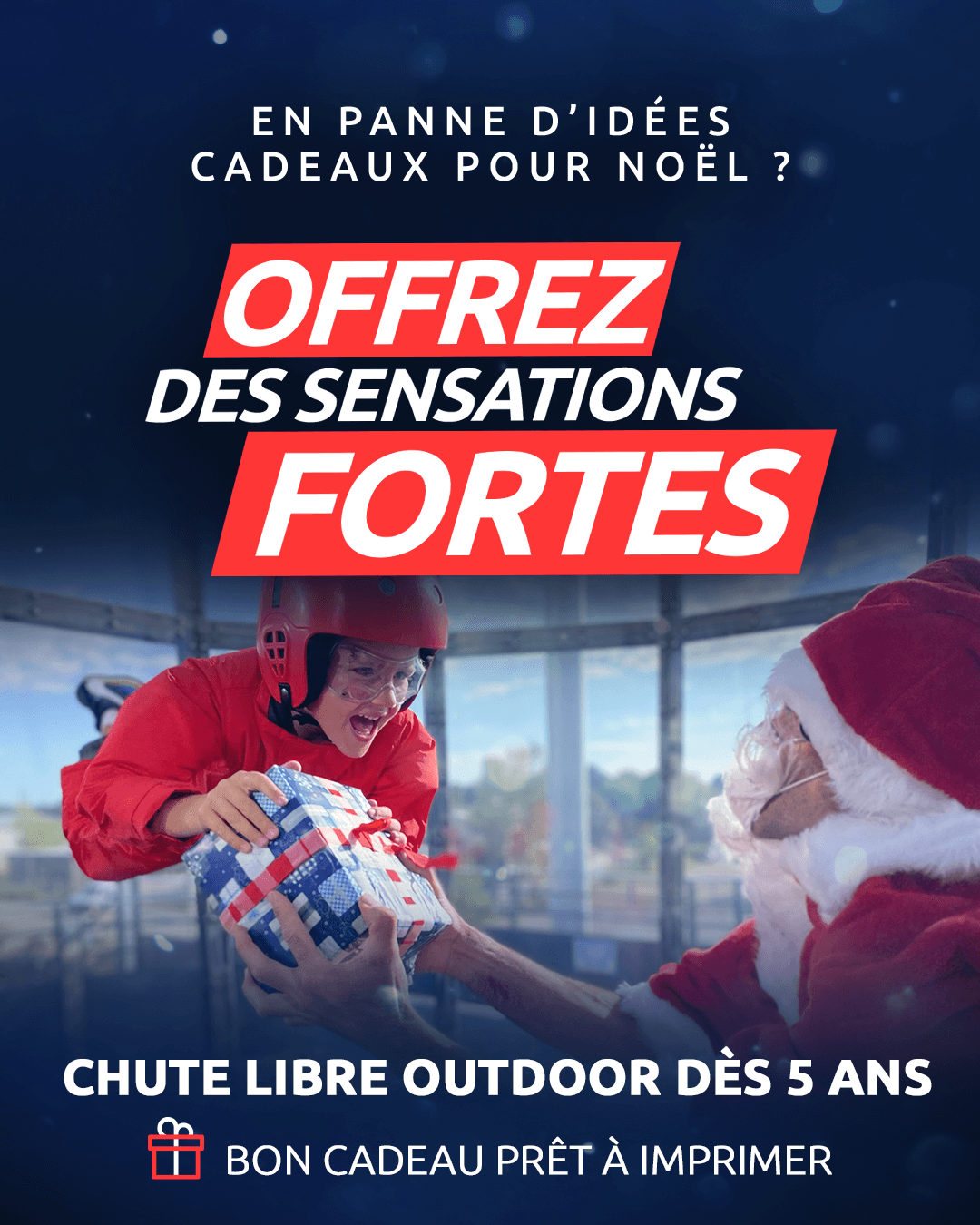 Idée cadeau Noël simulateur chute libre outdoor Saint-Avé