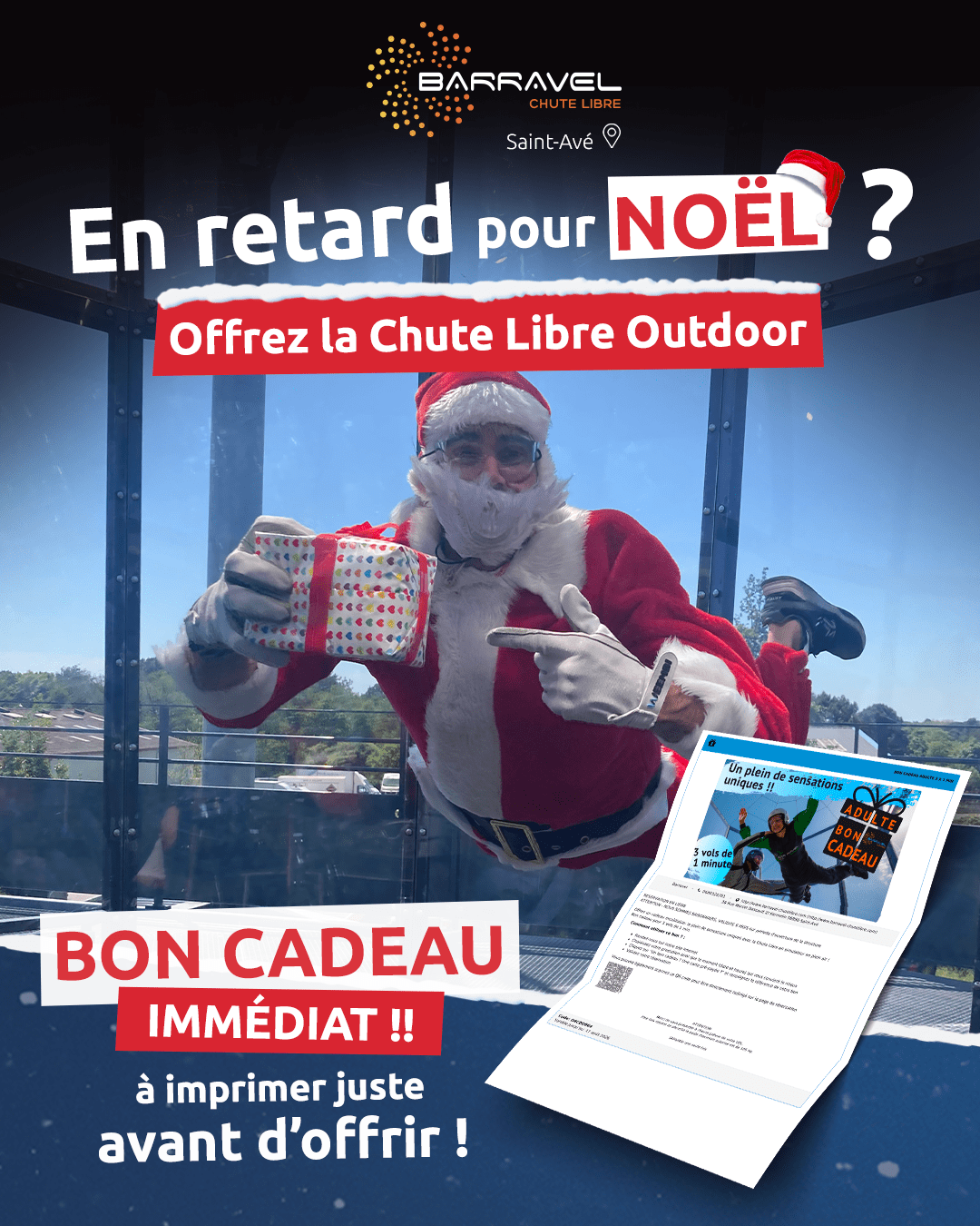 Idée cadeau Noël simulateur chute libre outdoor Saint-Avé